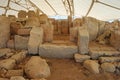 Internal structures of the megalithic temple of Hagar Qim in Malta.